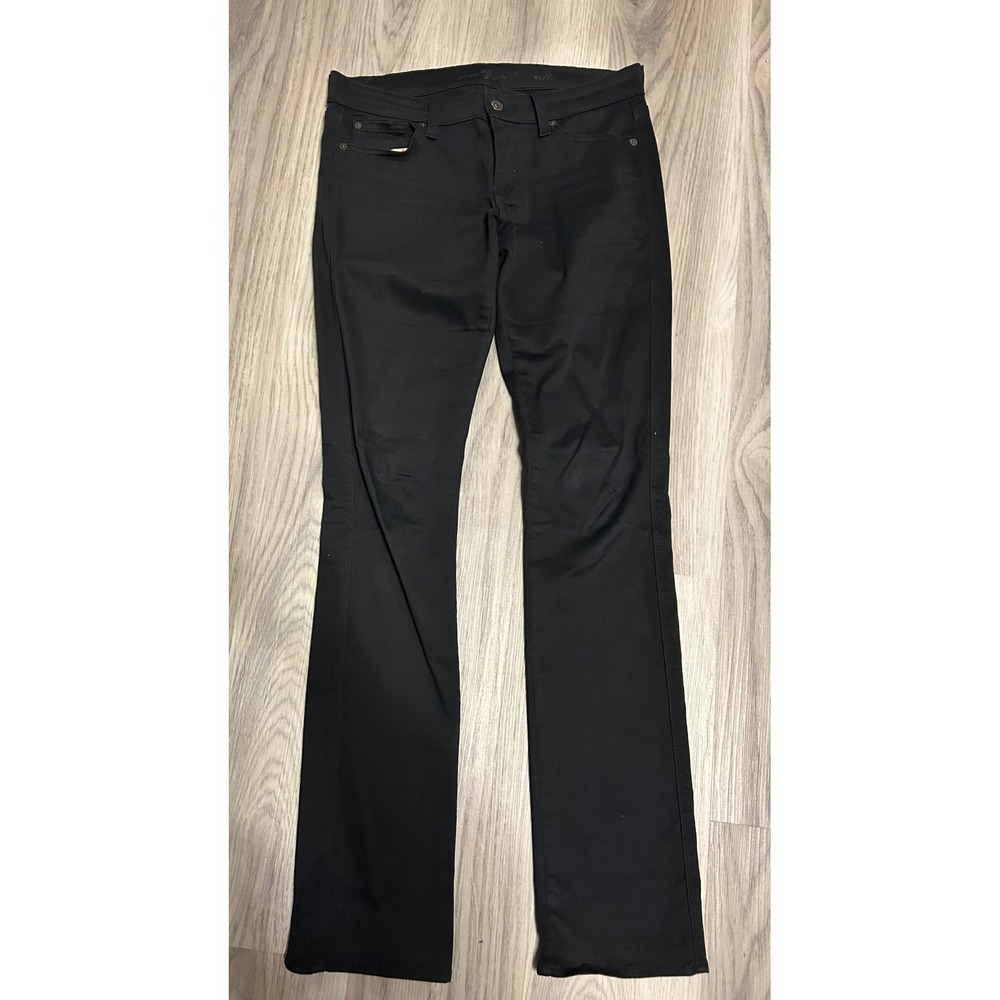7 For All Mankind Edie Black Bootcut Jeans Womens Size 28 Zipper Pockets